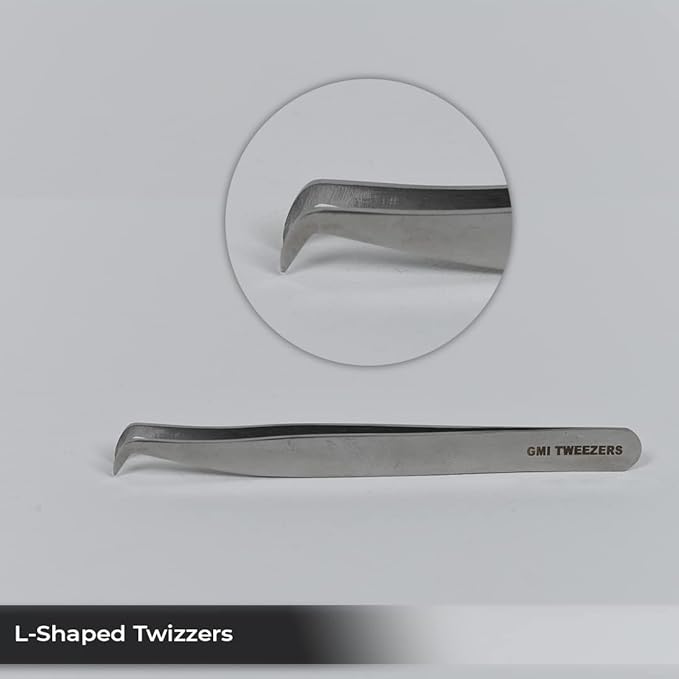 Professional Eyelash Extension Tweezers - Stainless Steel Eyelash Extension Kit - Pack of 2 Eyelashes Extension Tweezers – Lash Tweezers for Eyelash Extensions - False Eyelash Applicator tool. (Silver)
