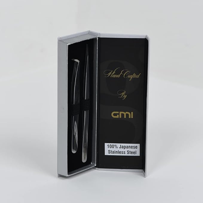 Professional Eyelash Extension Tweezers - Stainless Steel Eyelash Extension Kit - Pack of 2 Eyelashes Extension Tweezers – Lash Tweezers for Eyelash Extensions - False Eyelash Applicator tool. (Silver)