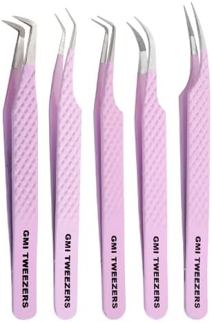 Fiber Tip Lash Tweezers For Eyelash Extension Tweezers Professional - Pink