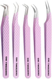 Fiber Tip Lash Tweezers For Eyelash Extension Tweezers Professional - Pink