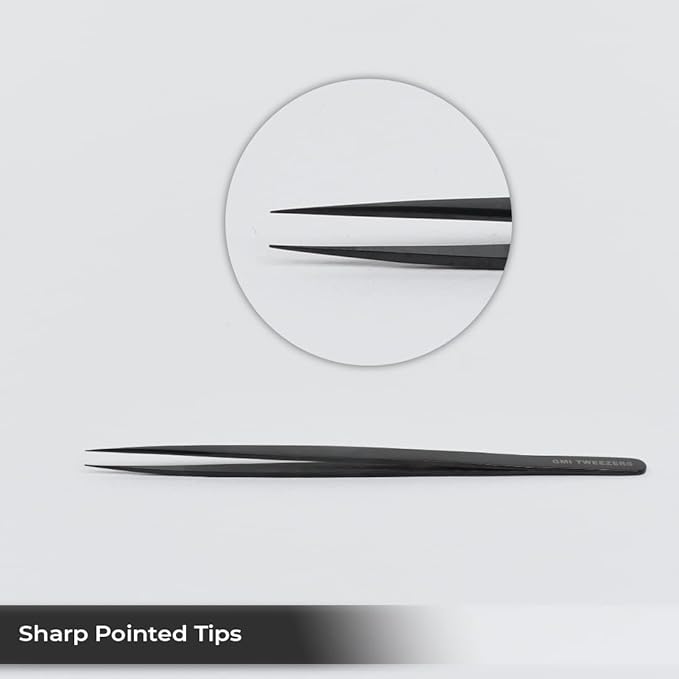 Professional Eyelash Extension Tweezers - Stainless Steel Eyelash Extension Kit - Pack of 2 Eyelashes Extension Tweezers – Lash Tweezers for Eyelash Extensions - False Eyelash Applicator tool. (Black)