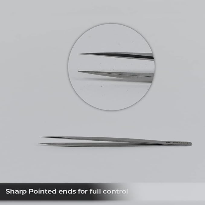 Professional Eyelash Extension Tweezers - Stainless Steel Eyelash Extension Kit - Pack of 2 Eyelashes Extension Tweezers – Lash Tweezers for Eyelash Extensions - False Eyelash Applicator tool. (Silver)