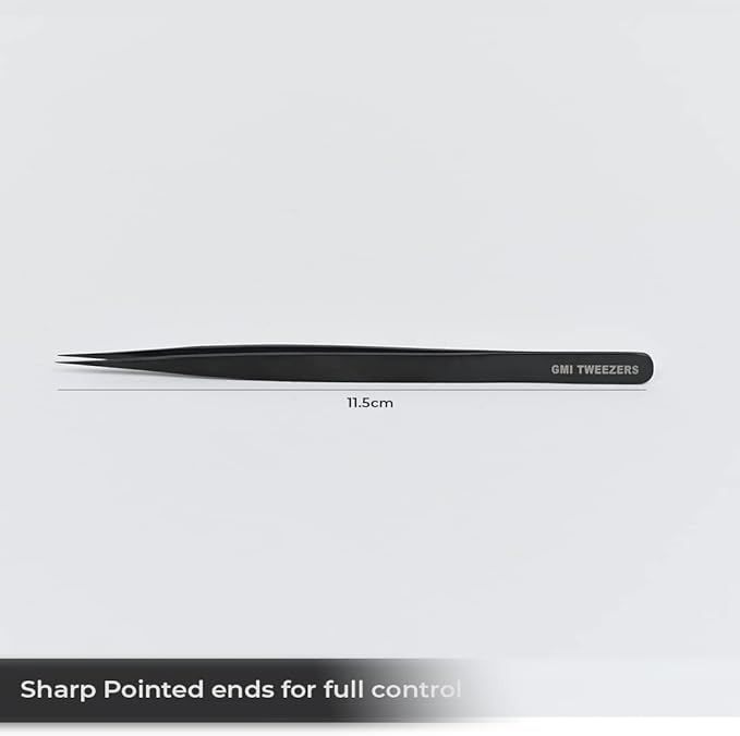 Professional Eyelash Extension Tweezers - Stainless Steel Eyelash Extension Kit - Pack of 2 Eyelashes Extension Tweezers – Lash Tweezers for Eyelash Extensions - False Eyelash Applicator tool. (Black)