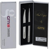 Professional Eyelash Extension Tweezers - Stainless Steel Eyelash Extension Kit - Pack of 2 Eyelashes Extension Tweezers – Lash Tweezers for Eyelash Extensions - False Eyelash Applicator tool. (Silver)