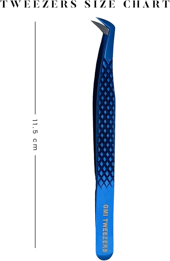 Fiber Tip Lash Tweezer For Eyelash Extension Tweezers Professional. (Blue Plasma)