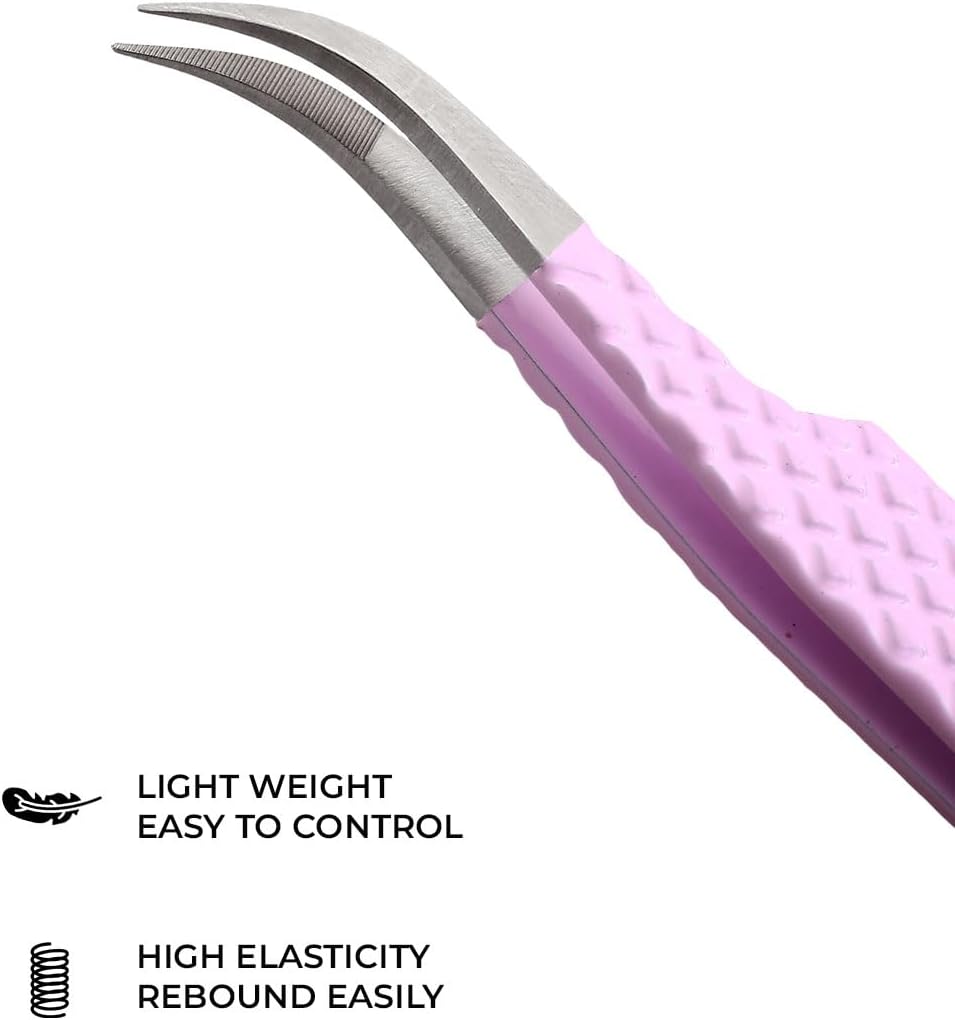 Fiber Tip Lash Tweezers For Eyelash Extension Tweezers Professional - Pink