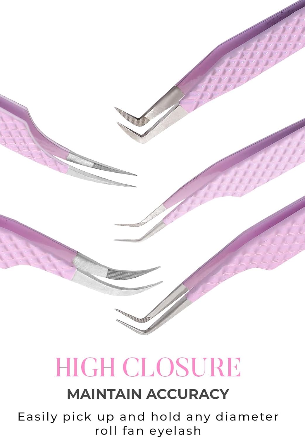 Fiber Tip Lash Tweezers For Eyelash Extension Tweezers Professional - Pink