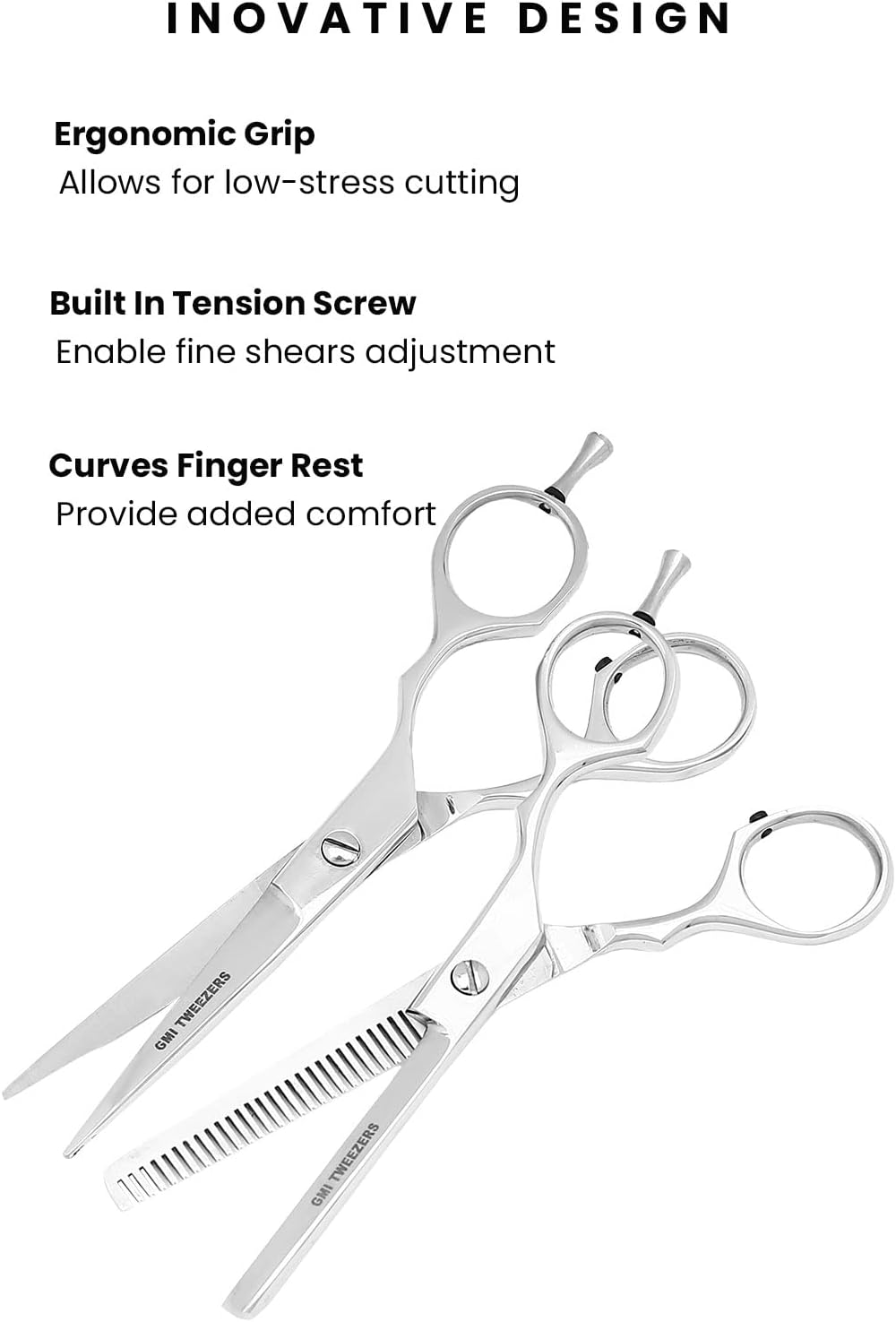 GMI-TWEEZERS™ - Professional Barber Scissors - Hair cutting Scissors for Professionals, and Home Use - Hair Scissors for Men and Women.