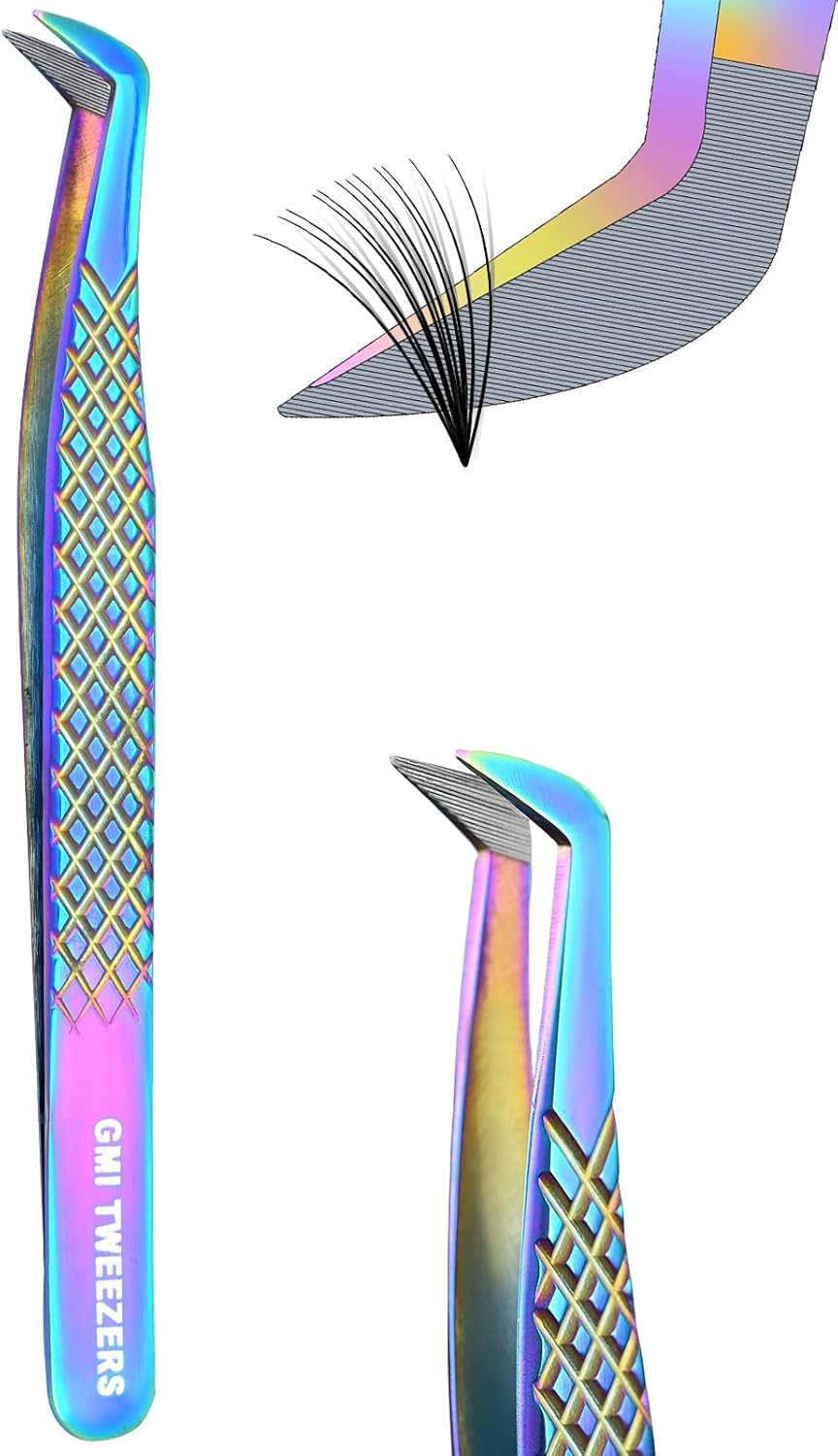 Fiber Tip Lash Tweezer For Eyelash Extension Tweezers Professional. (Multicolor)