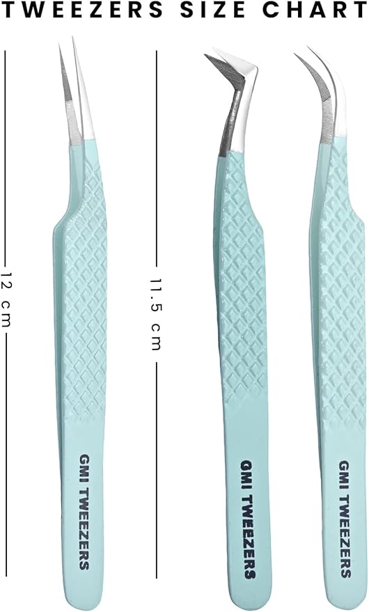 Fiber Tip Lash Tweezers- Pack of 3 Eyelash Extension Tweezers Professional- Lash Tweezers. (Apple Green)