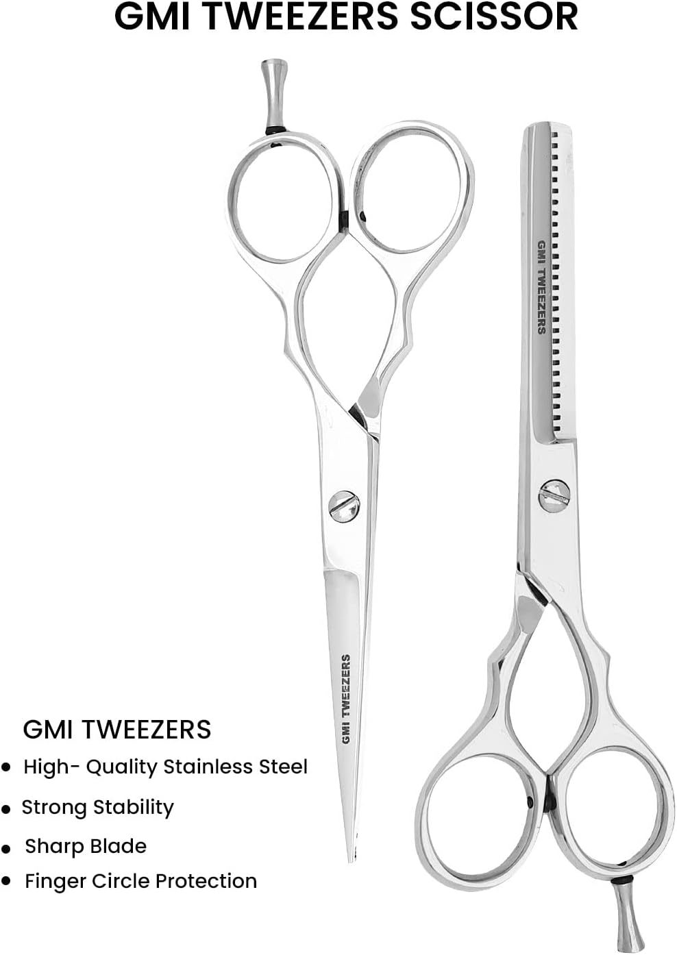 GMI-TWEEZERS™ - Professional Barber Scissors - Hair cutting Scissors for Professionals, and Home Use - Hair Scissors for Men and Women.