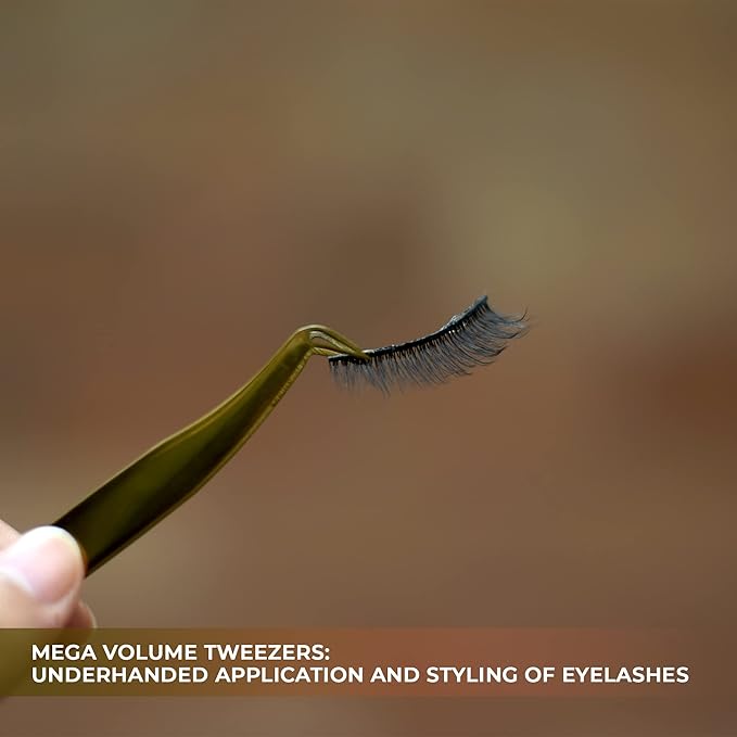 yelash Extension Tweezers - Stainless Steel Eyelash extension Tweezer - Eyelash extension kit for volume - False Eyelash Applicator tool - L-Shaped (Boot) - Golden