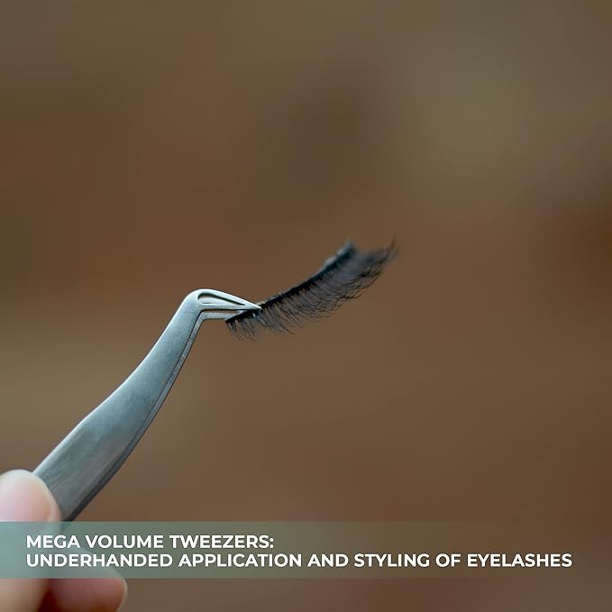 GMI TWEEZERS Eyelash Extension Tweezers - Stainless Steel - L-Shaped (Boot) - Silver
