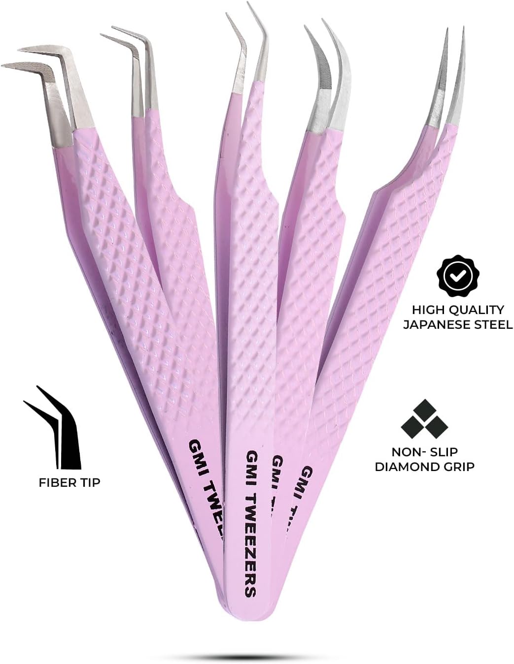 Fiber Tip Lash Tweezers For Eyelash Extension Tweezers Professional - Pink