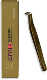 yelash Extension Tweezers - Stainless Steel Eyelash extension Tweezer - Eyelash extension kit for volume - False Eyelash Applicator tool - L-Shaped (Boot) - Golden