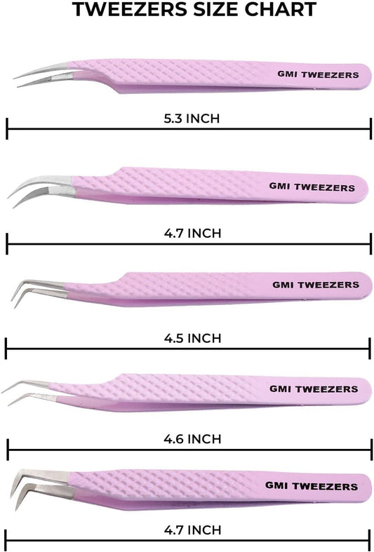 Fiber Tip Lash Tweezers For Eyelash Extension Tweezers Professional - Pink