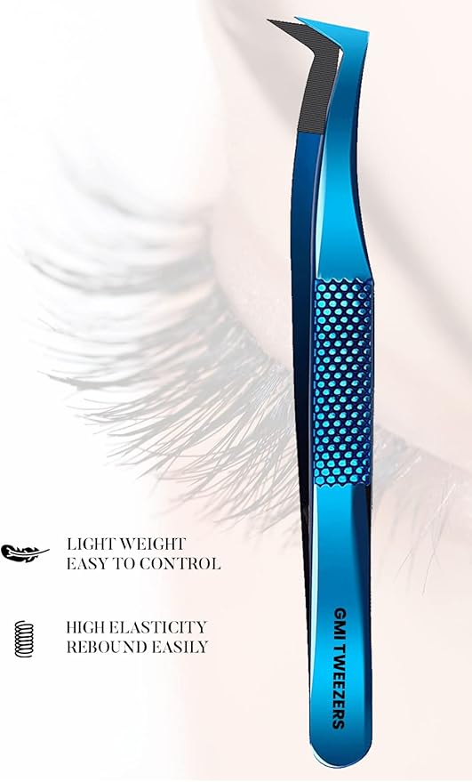 GMI Lash Tweezers – Pack of 4 Stainless Steel Fiber Tip Eyelash Extension Tweezers