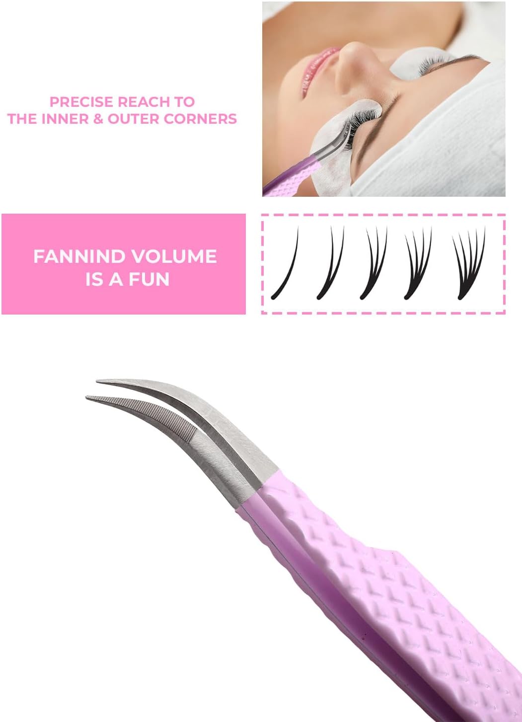 Fiber Tip Lash Tweezers For Eyelash Extension Tweezers Professional - Pink