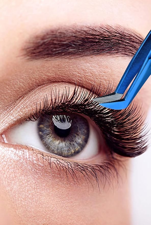 Fiber Tip Lash Tweezer For Eyelash Extension Tweezers Professional. (Blue Plasma)