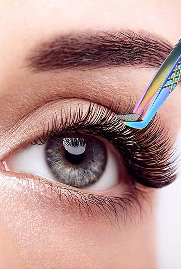 Fiber Tip Lash Tweezer For Eyelash Extension Tweezers Professional. (Multicolor)