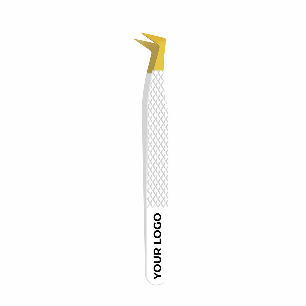 Pack of 2 Fiber Tip Lash Tweezers – Professional Eyelash Extension Tools (Gold Tip & White)