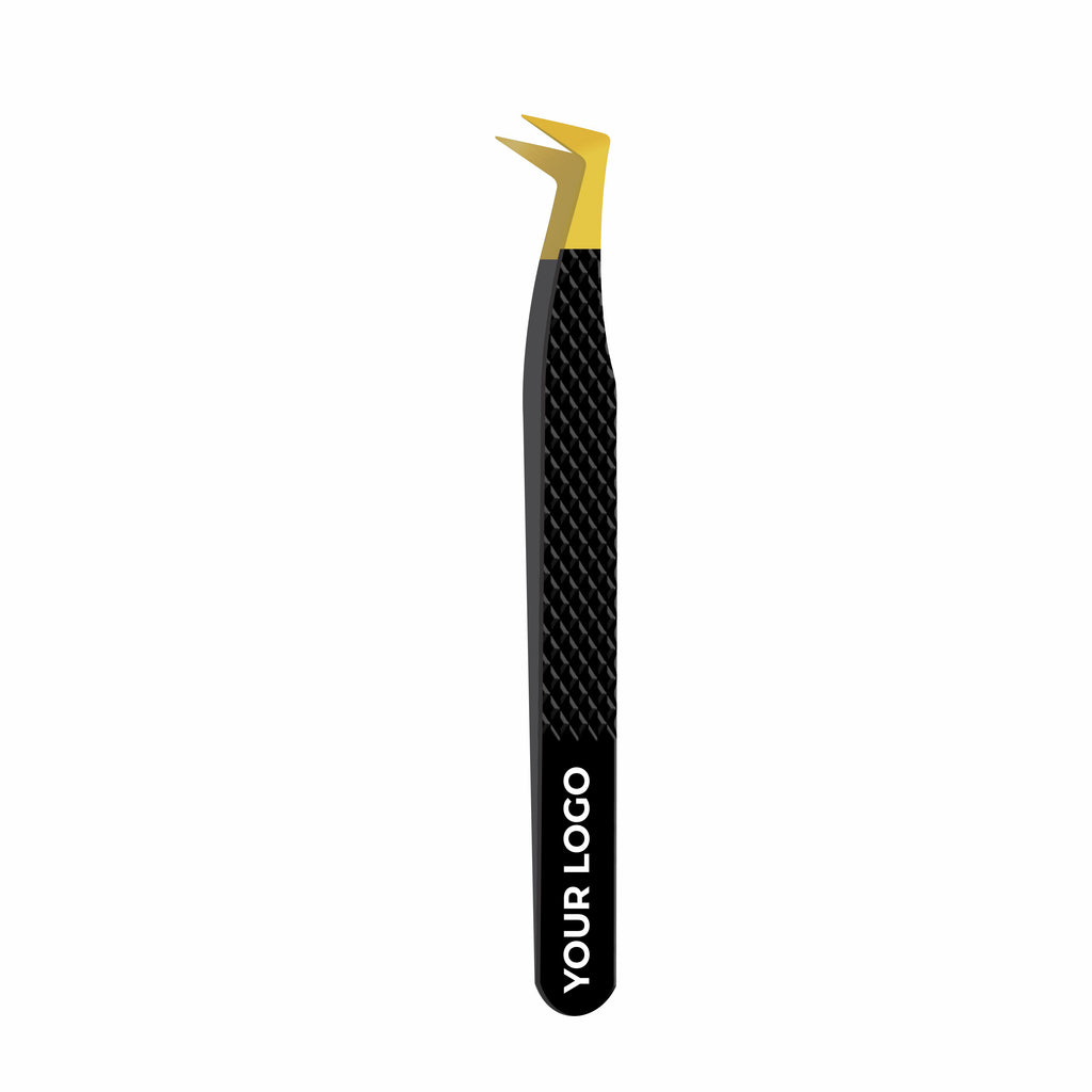 Pack of 2 Fiber Tip Lash Tweezers – Professional Eyelash Extension Tools (Gold Tip & Black)