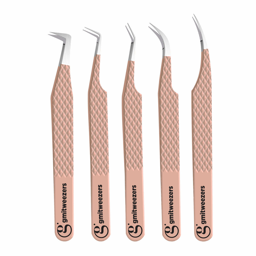 Fiber Tip Lash Tweezers For Eyelash Extension Tweezers Professional - Nude