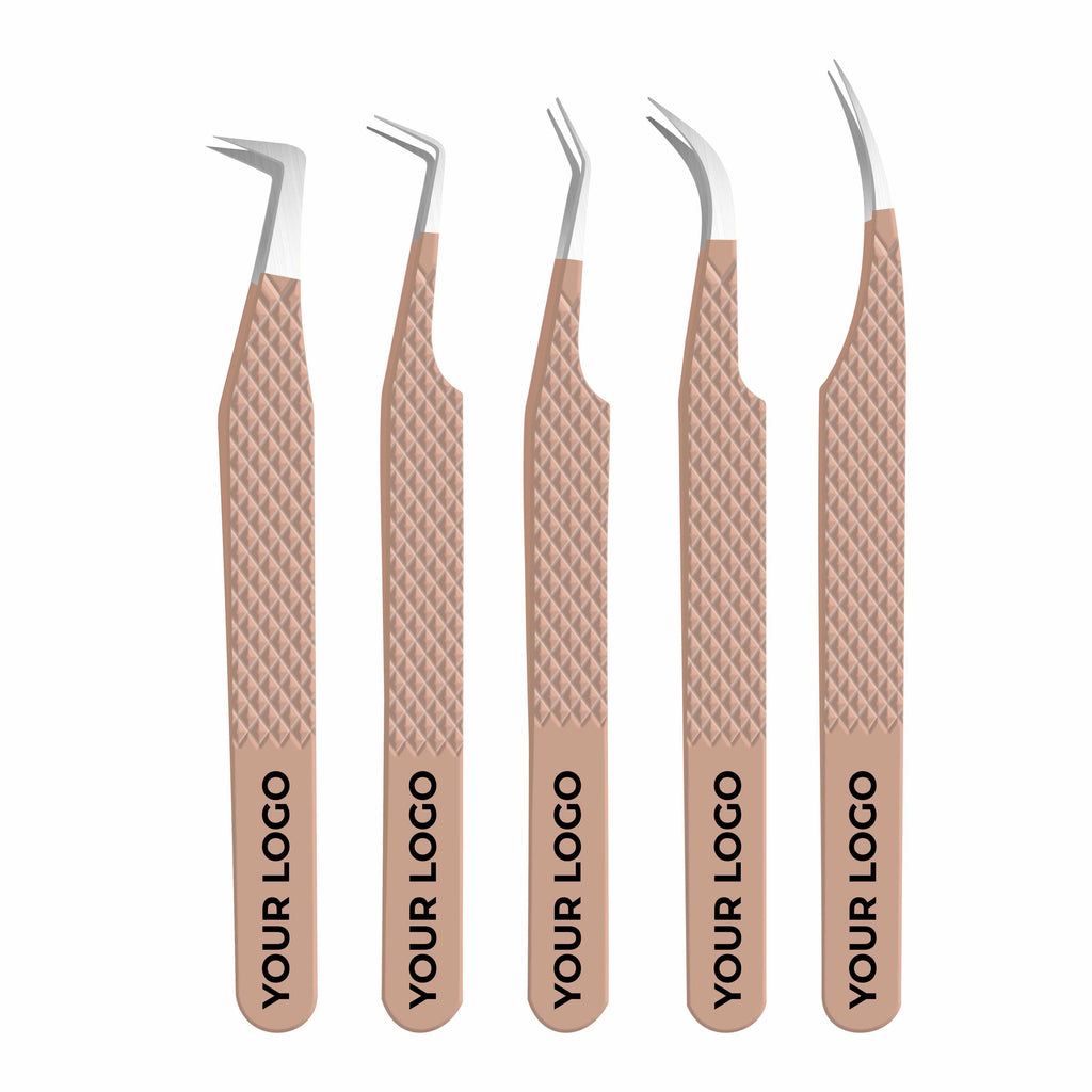 Non Fiber Tip Lash Tweezers For Eyelash Extension Tweezers Professional - Nude