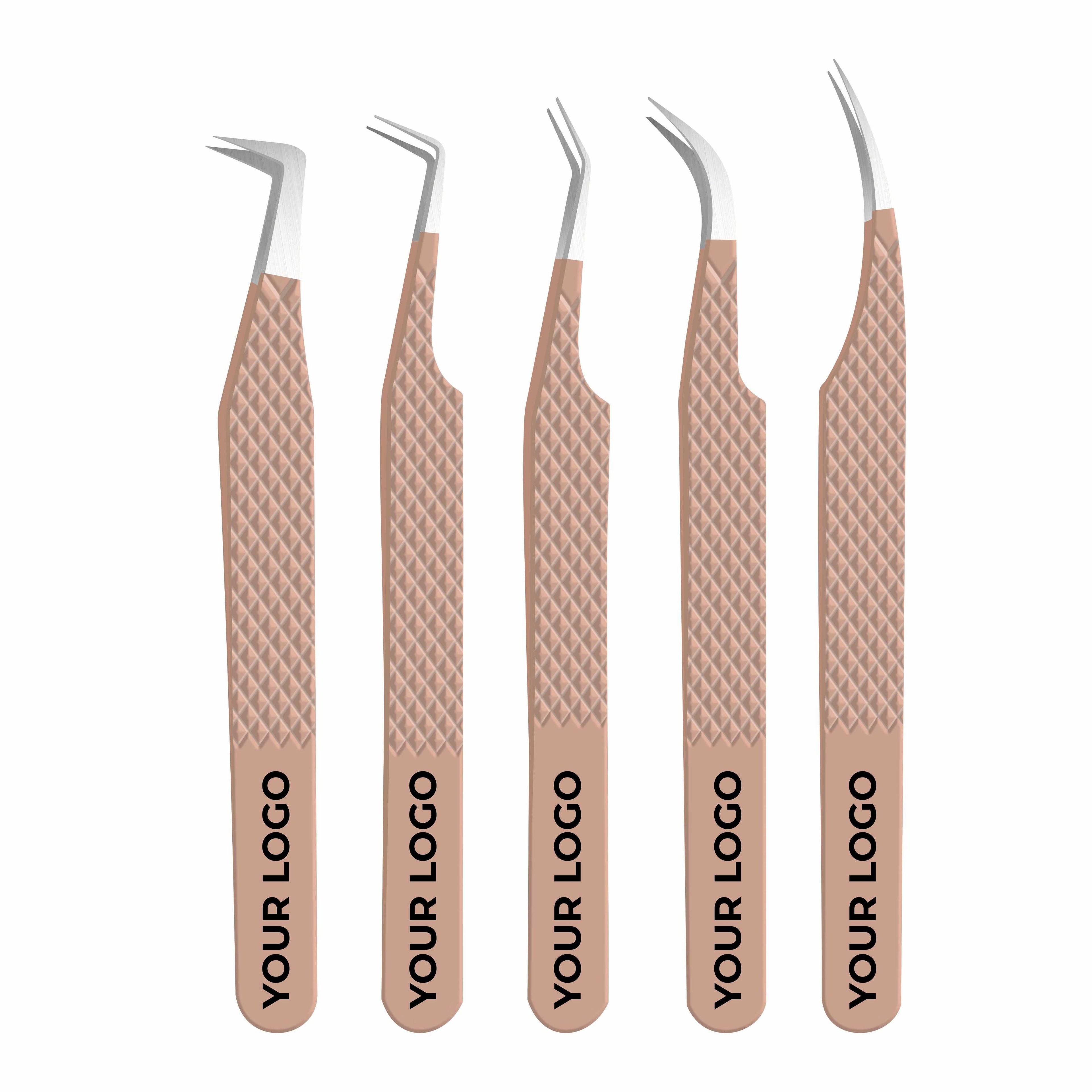 Non Fiber Tip Lash Tweezers For Eyelash Extension Tweezers Professional - Nude