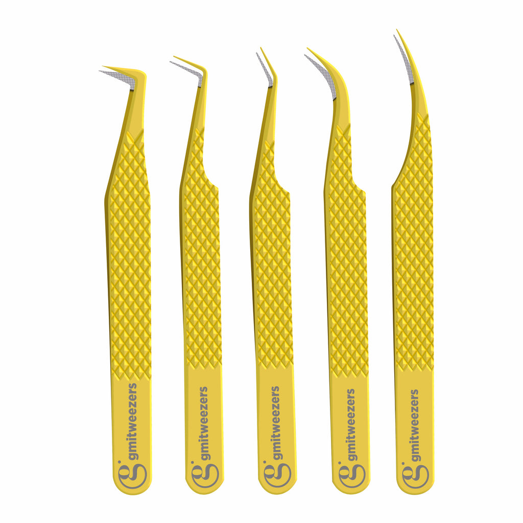 Fiber Tip Lash Tweezers For Eyelash Extension Tweezers Professional - Gold
