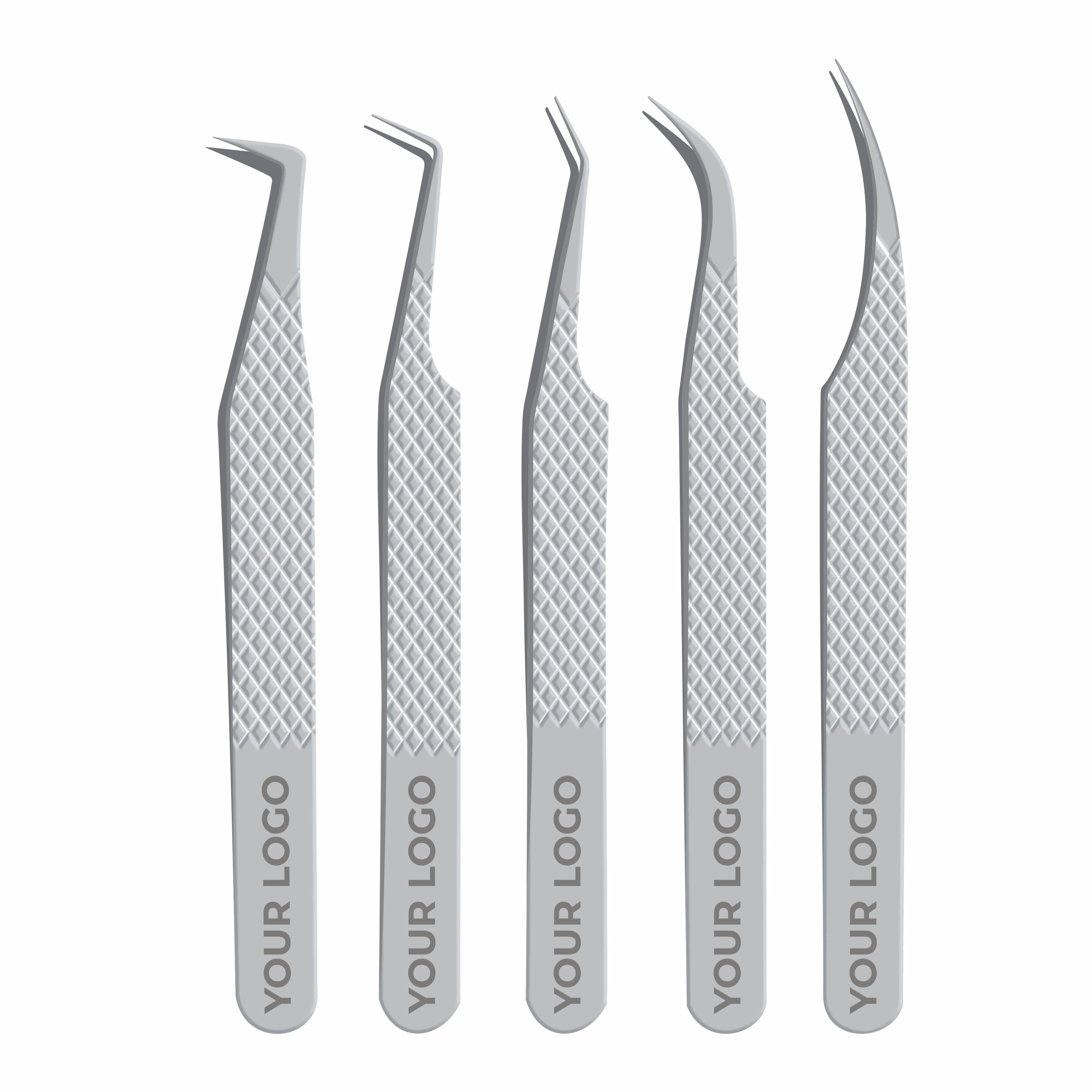 Non Fiber Tip Lash Tweezers For Eyelash Extension Tweezers Professional - Silver