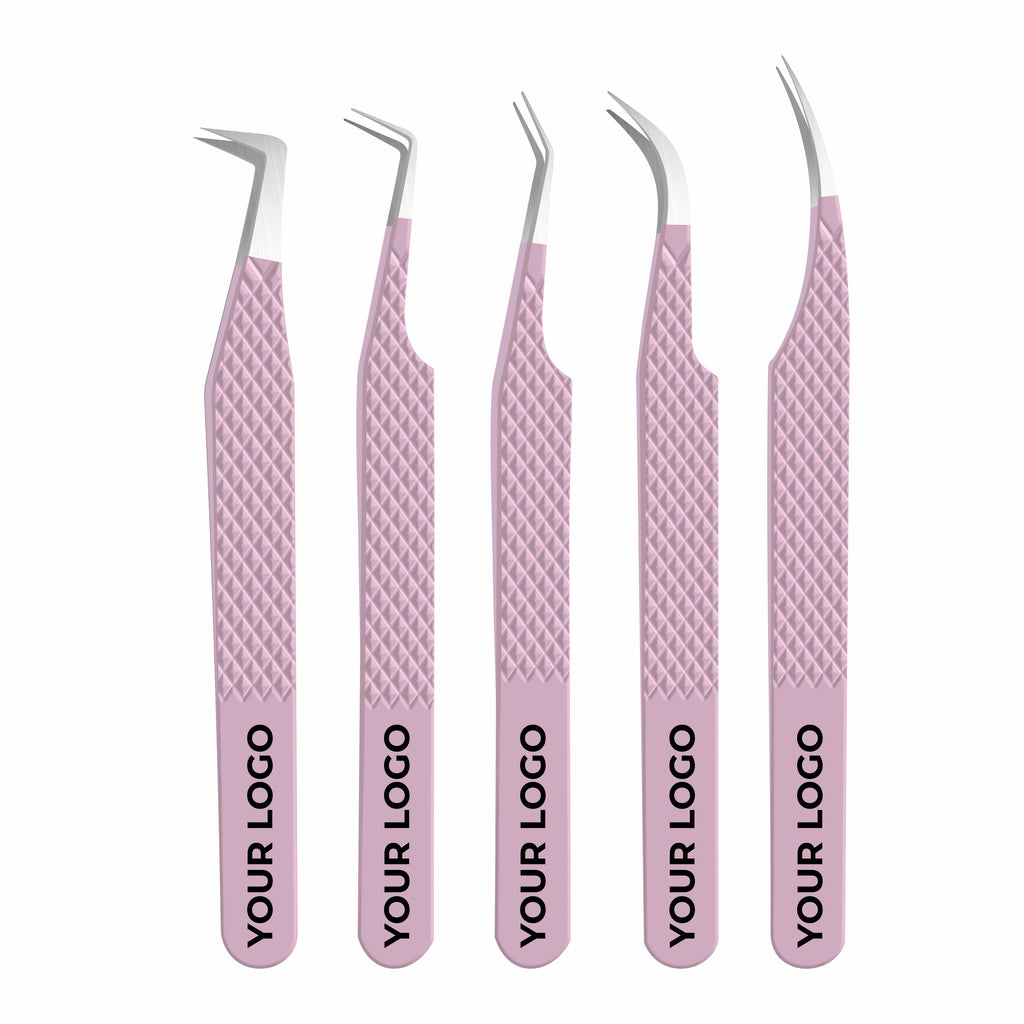 Non Fiber Tip Lash Tweezers For Eyelash Extension Tweezers Professional - Pink