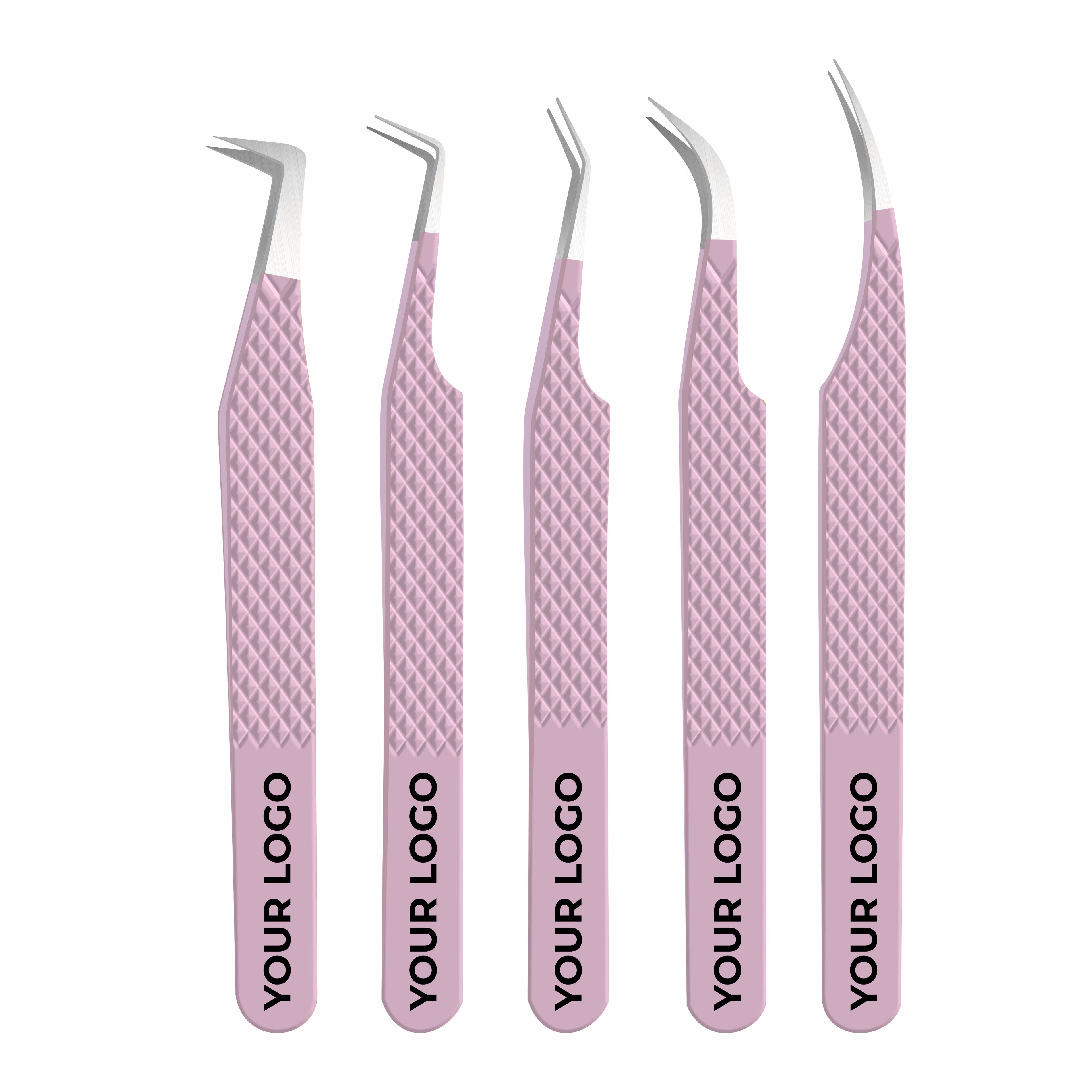 Non Fiber Tip Lash Tweezers For Eyelash Extension Tweezers Professional - Pink