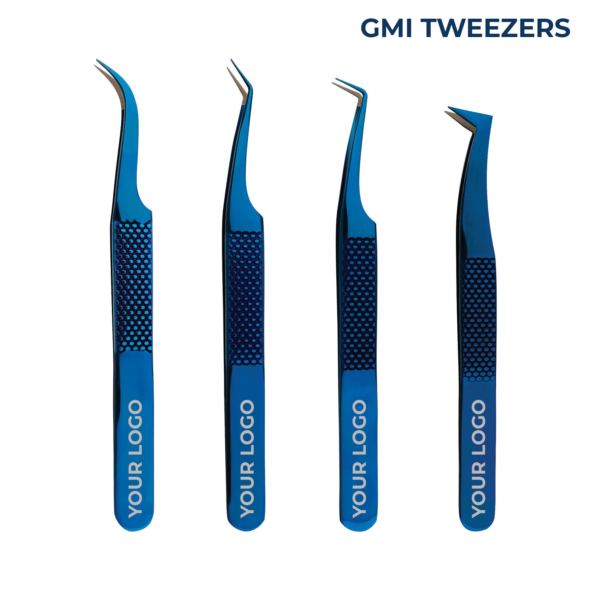 GMI Lash Tweezers – Pack of 4 Stainless Steel Fiber Tip Eyelash Extension Tweezers