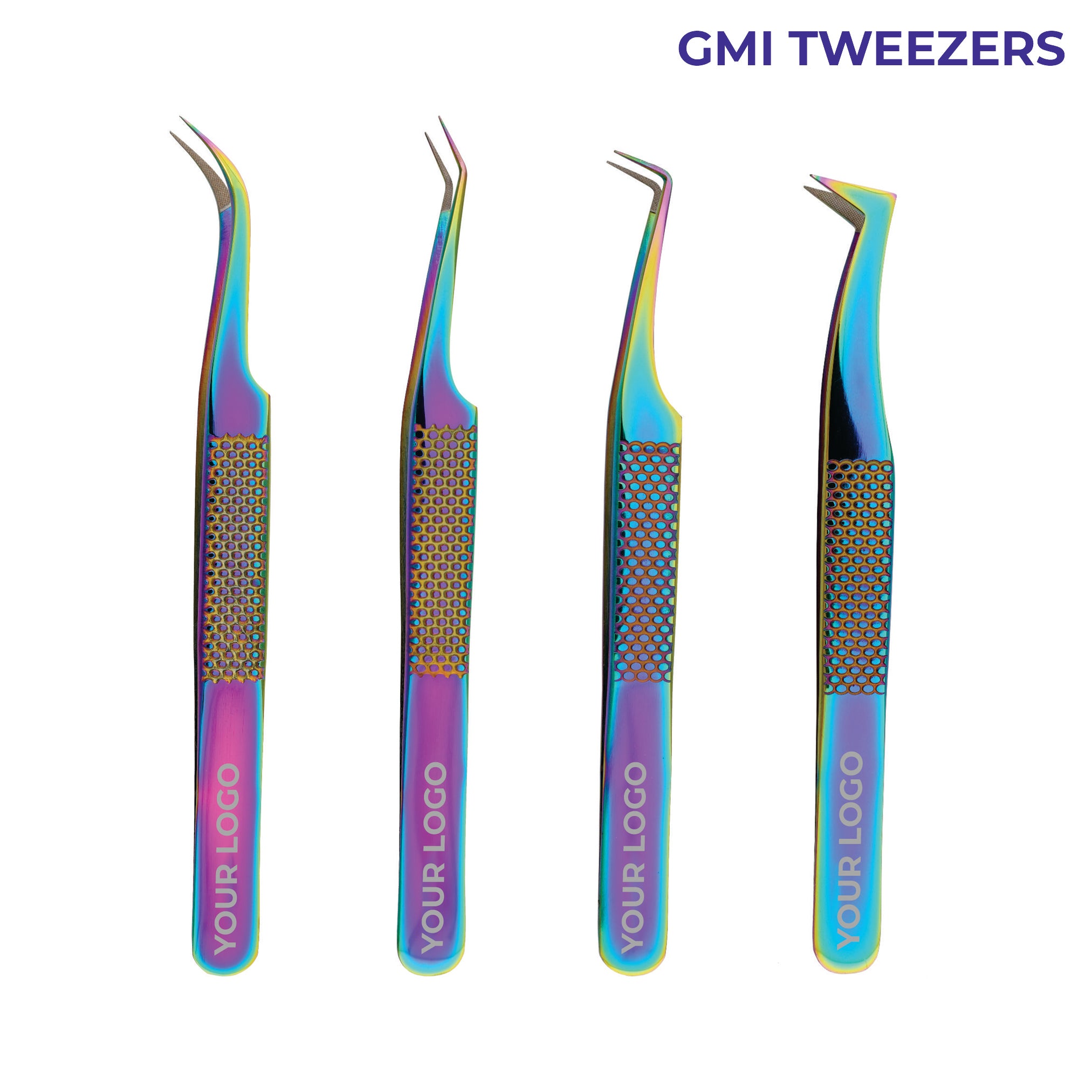 Fiber Tip Lash Tweezers- Pack of 4 Eyelash Extension Tweezers Professional- Lash Tweezers - 	Multicolor