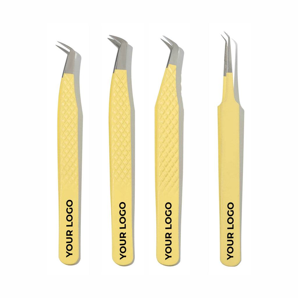 Custom Logo Lash Tweezers – Pack of 5 Professional Eyelash Extension Tools (Wholesale)