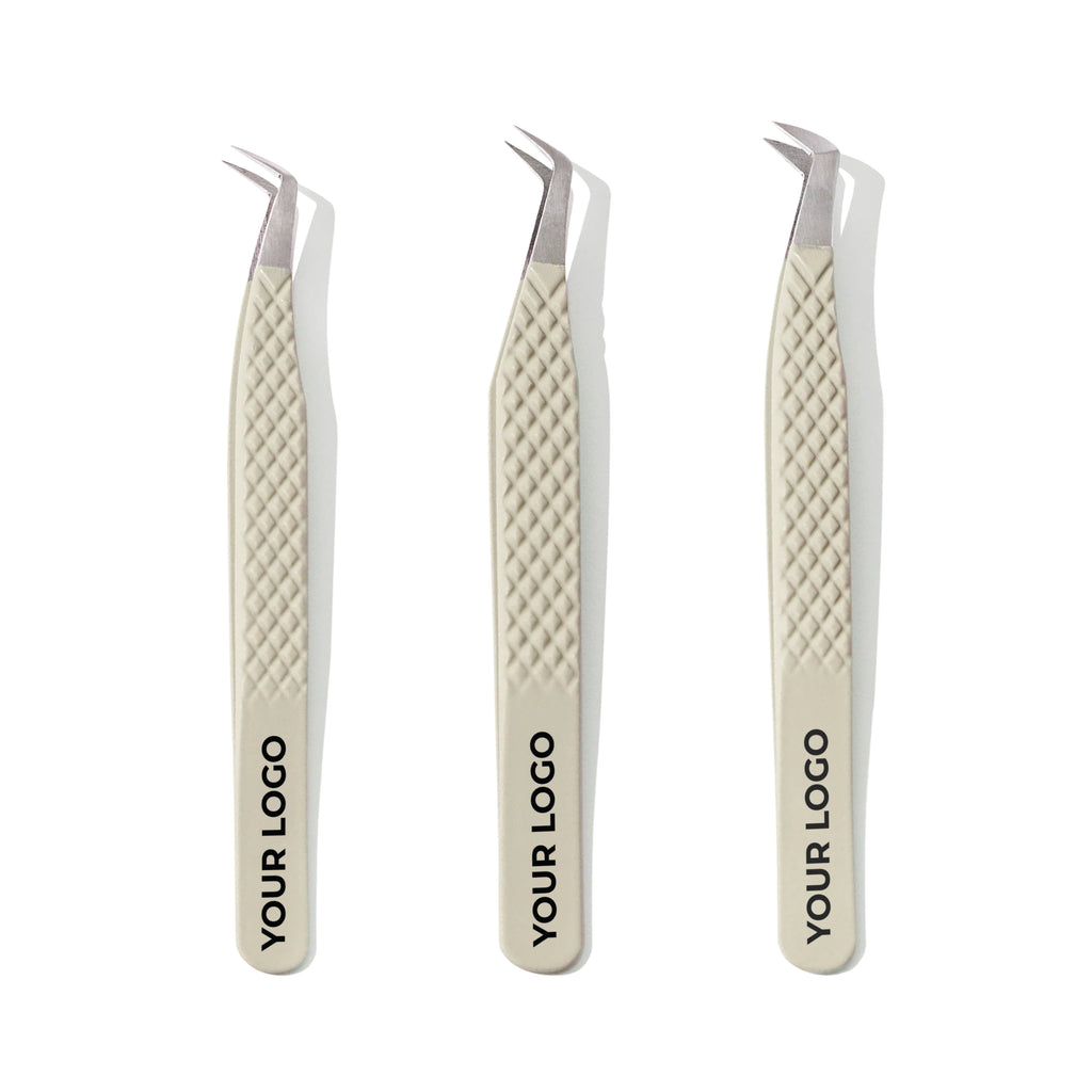 Custom Logo Lash Tweezers – Pack of 5 Professional Eyelash Extension Tools (Wholesale)