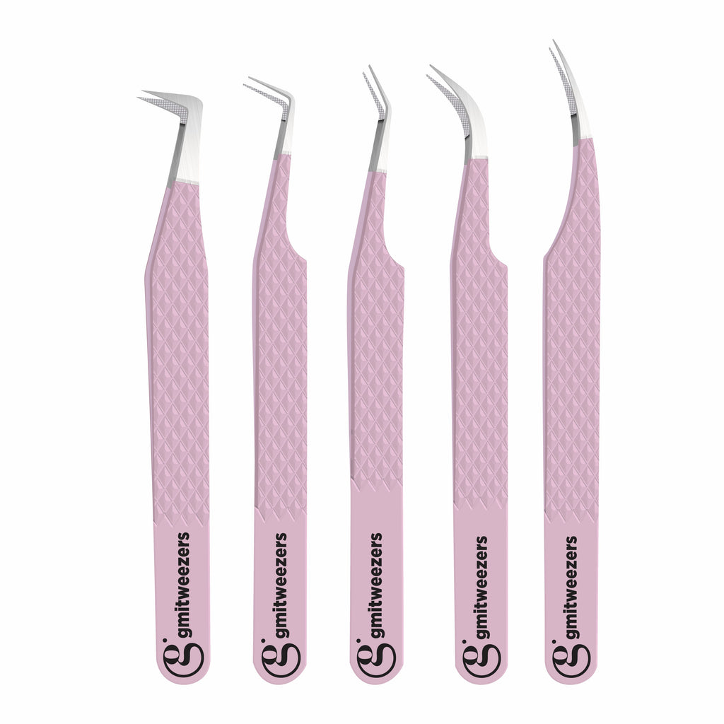 Fiber Tip Lash Tweezers For Eyelash Extension Tweezers Professional - Pink
