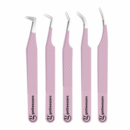 Fiber Tip Lash Tweezers For Eyelash Extension Tweezers Professional - Pink