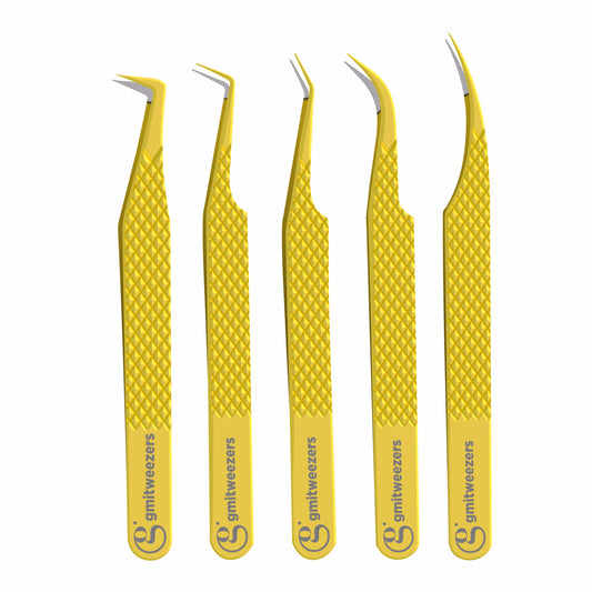 Fiber Tip Lash Tweezers For Eyelash Extension Tweezers Professional - Gold