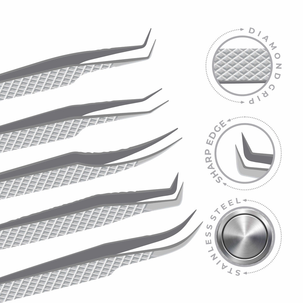Non Fiber Tip Lash Tweezers For Eyelash Extension Tweezers Professional - Silver