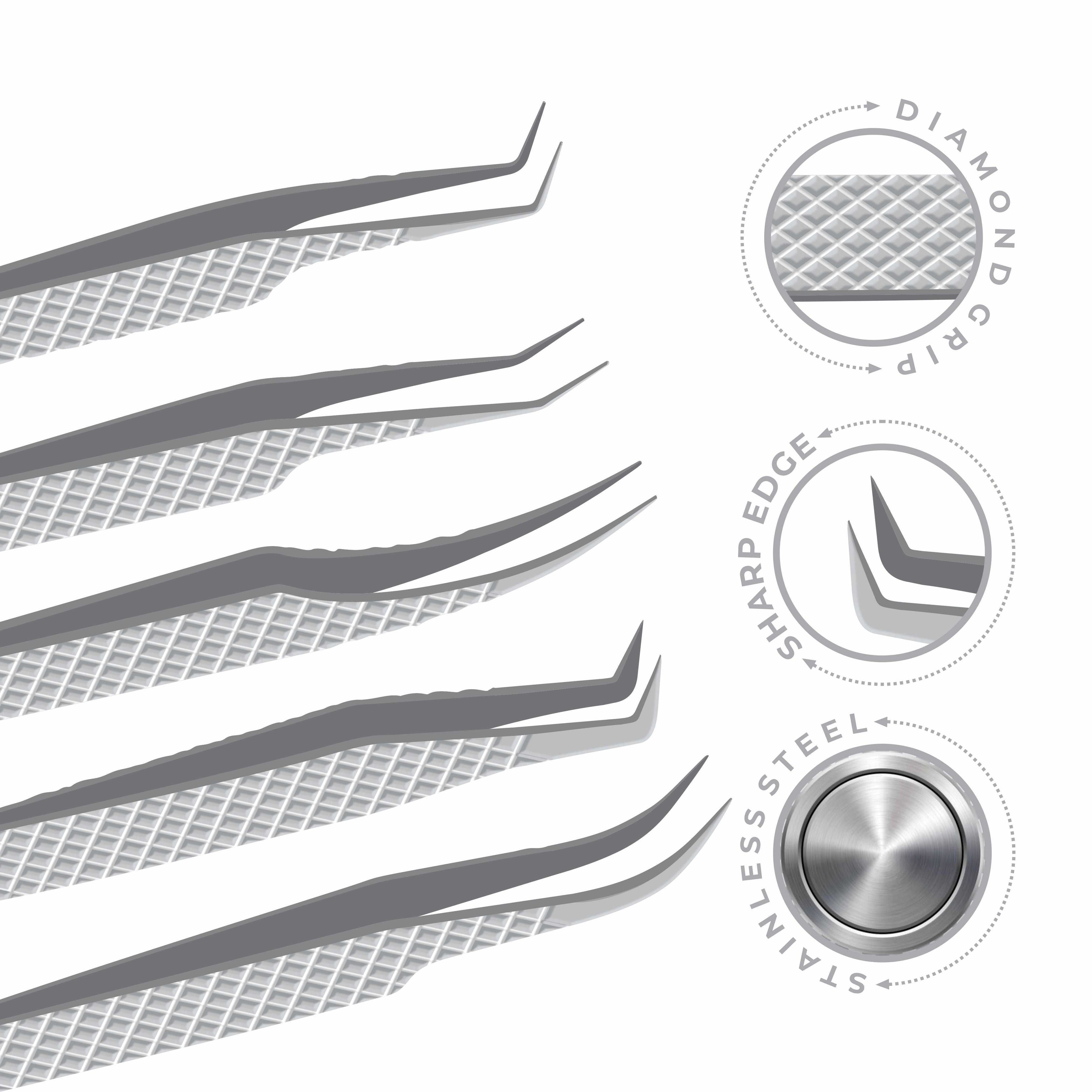 Non Fiber Tip Lash Tweezers For Eyelash Extension Tweezers Professional - Silver