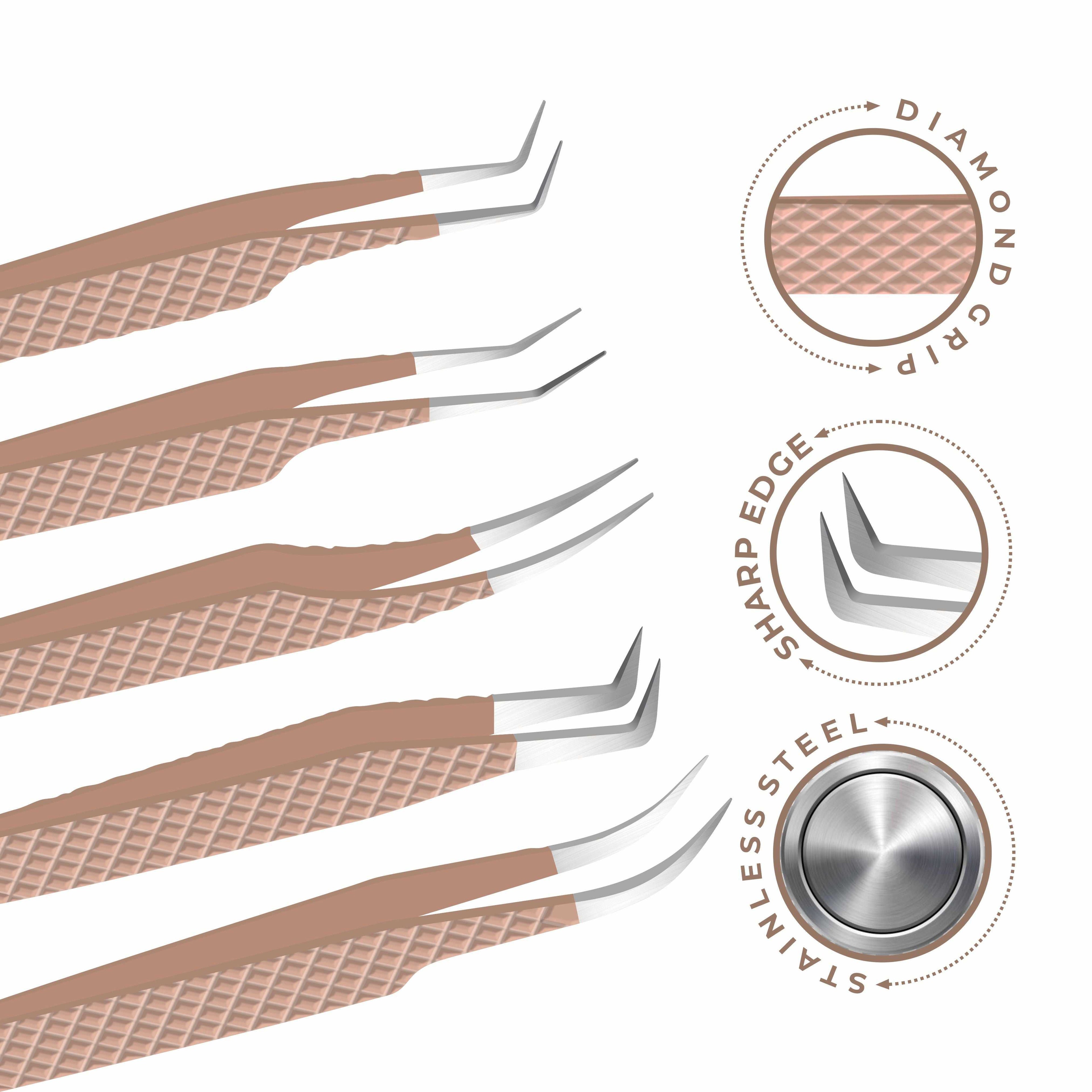 Non Fiber Tip Lash Tweezers For Eyelash Extension Tweezers Professional - Nude