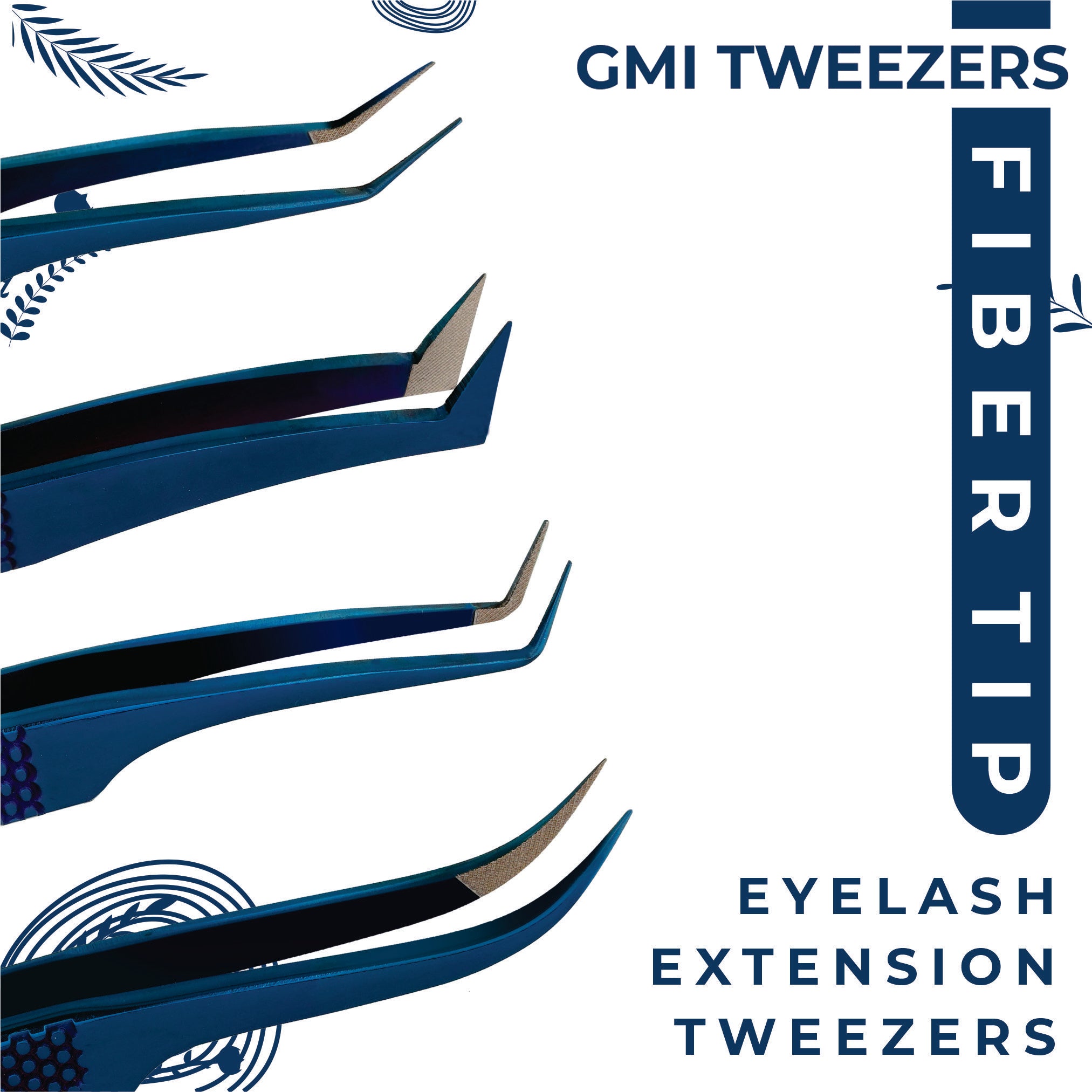 GMI Lash Tweezers – Pack of 4 Stainless Steel Fiber Tip Eyelash Extension Tweezers
