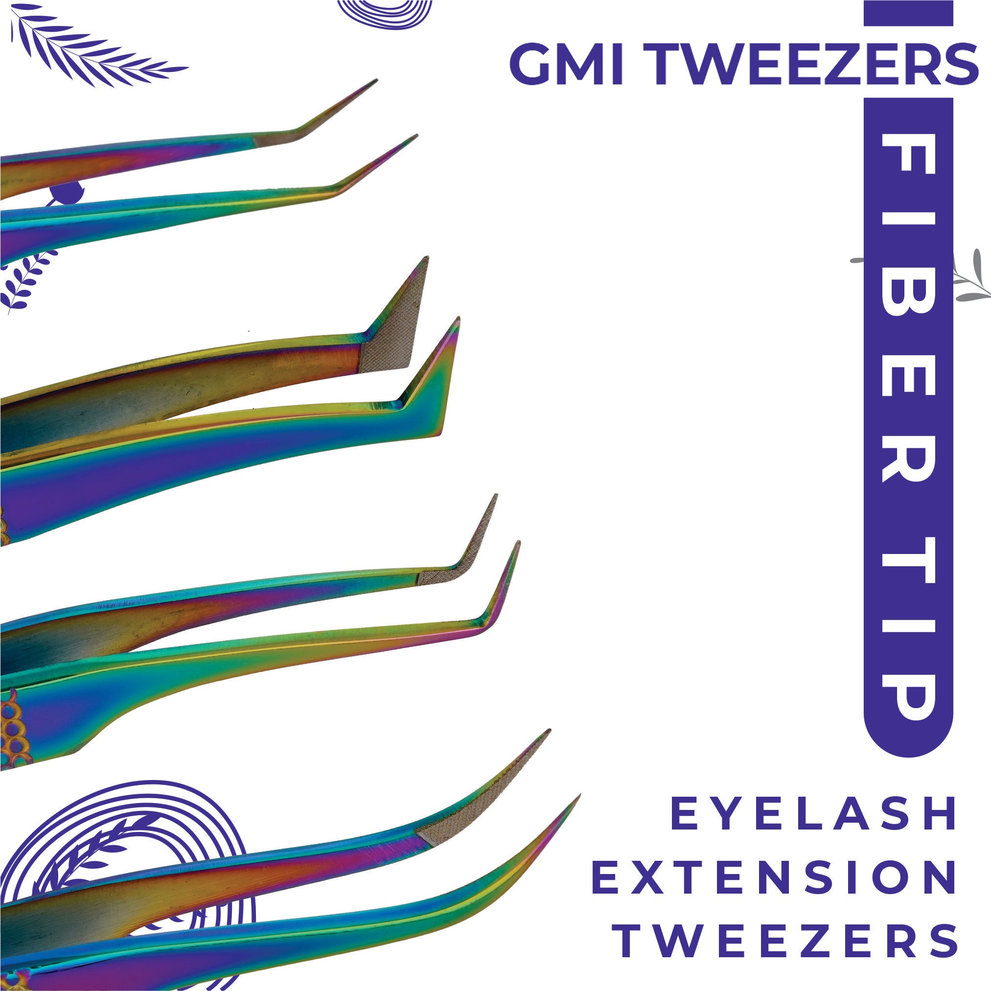 Fiber Tip Lash Tweezers- Pack of 4 Eyelash Extension Tweezers Professional- Lash Tweezers - 	Multicolor