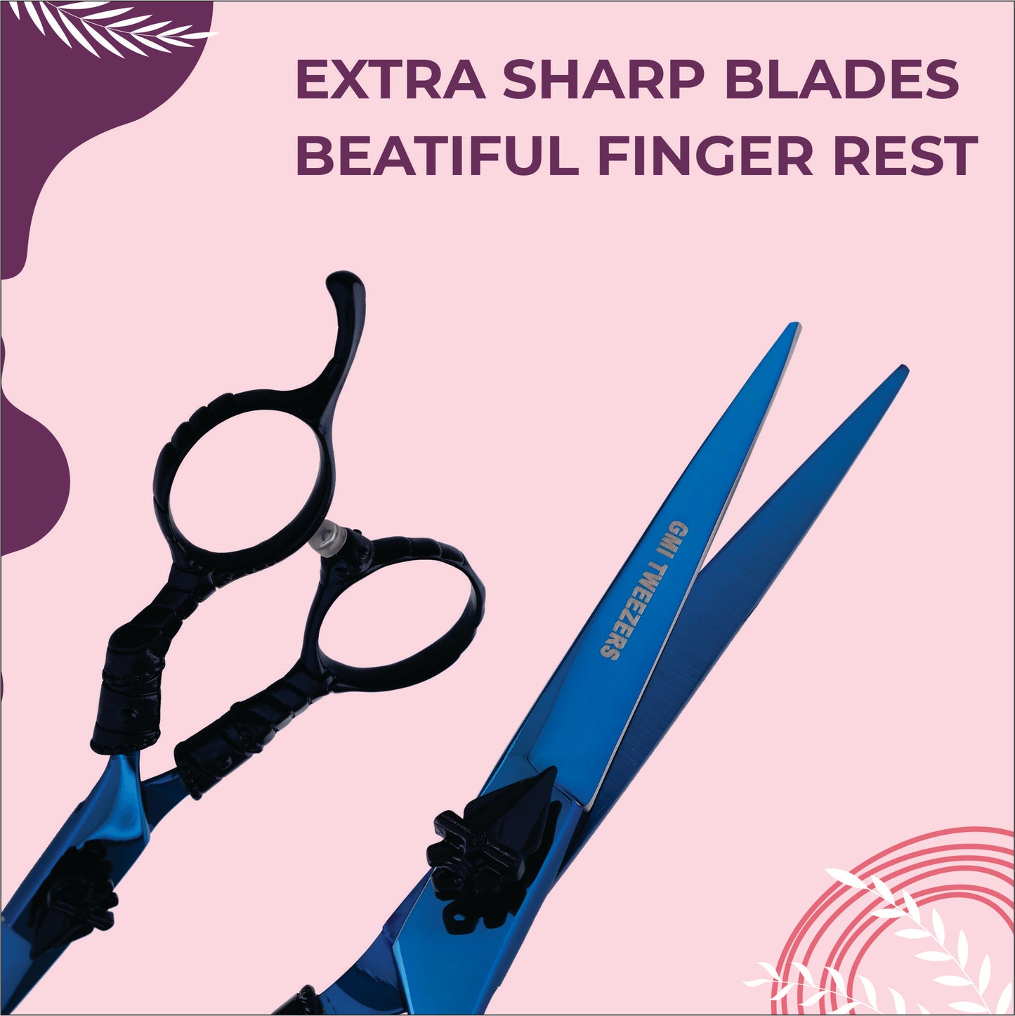Professional Blue & Black Barber Scissors – Precision Hair Cutting Shears