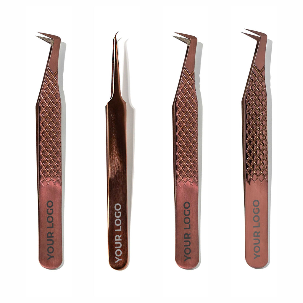 Custom Logo Lash Tweezers – Pack of 5 Professional Eyelash Extension Tools (Wholesale)