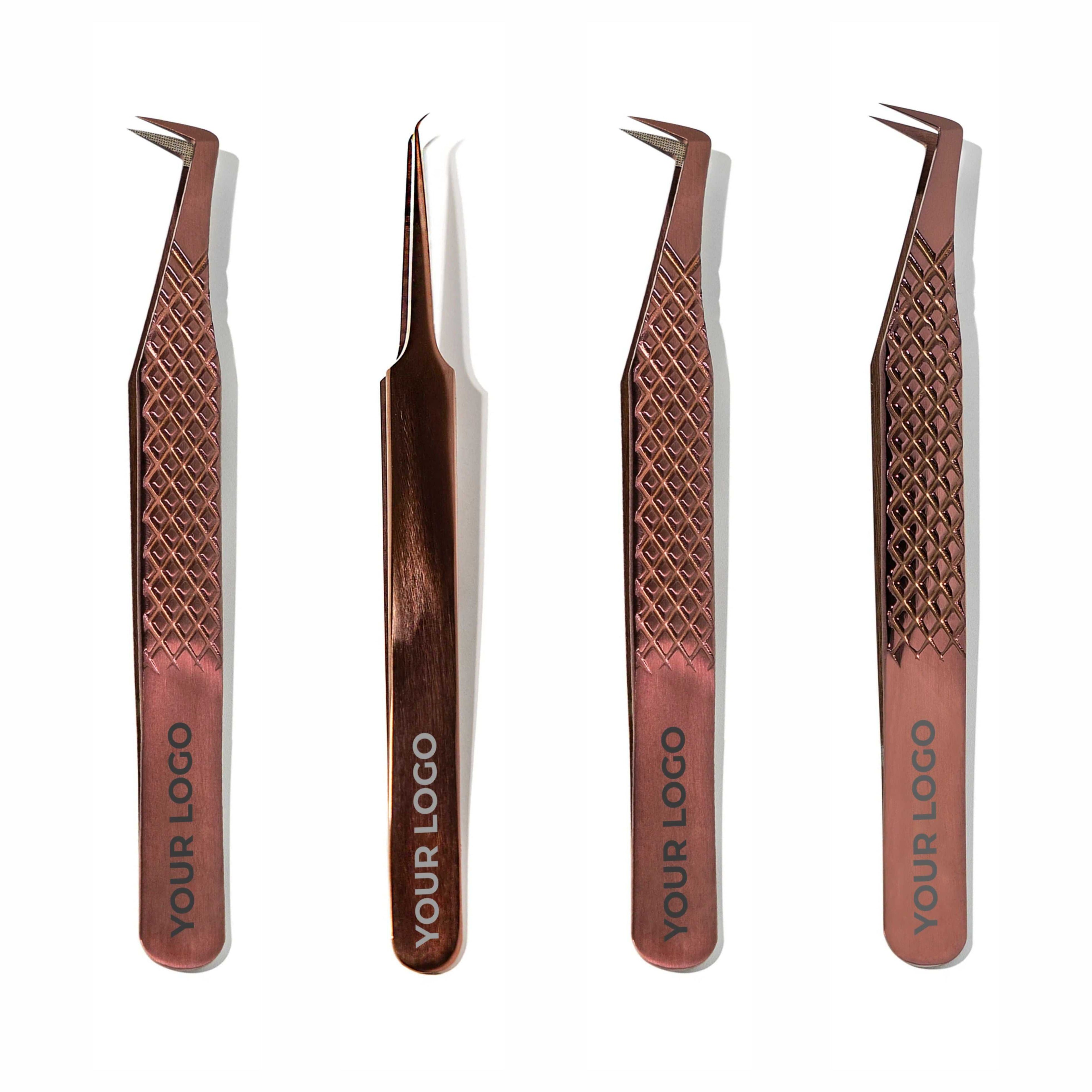 Custom Logo Lash Tweezers – Pack of 5 Professional Eyelash Extension Tools (Wholesale)