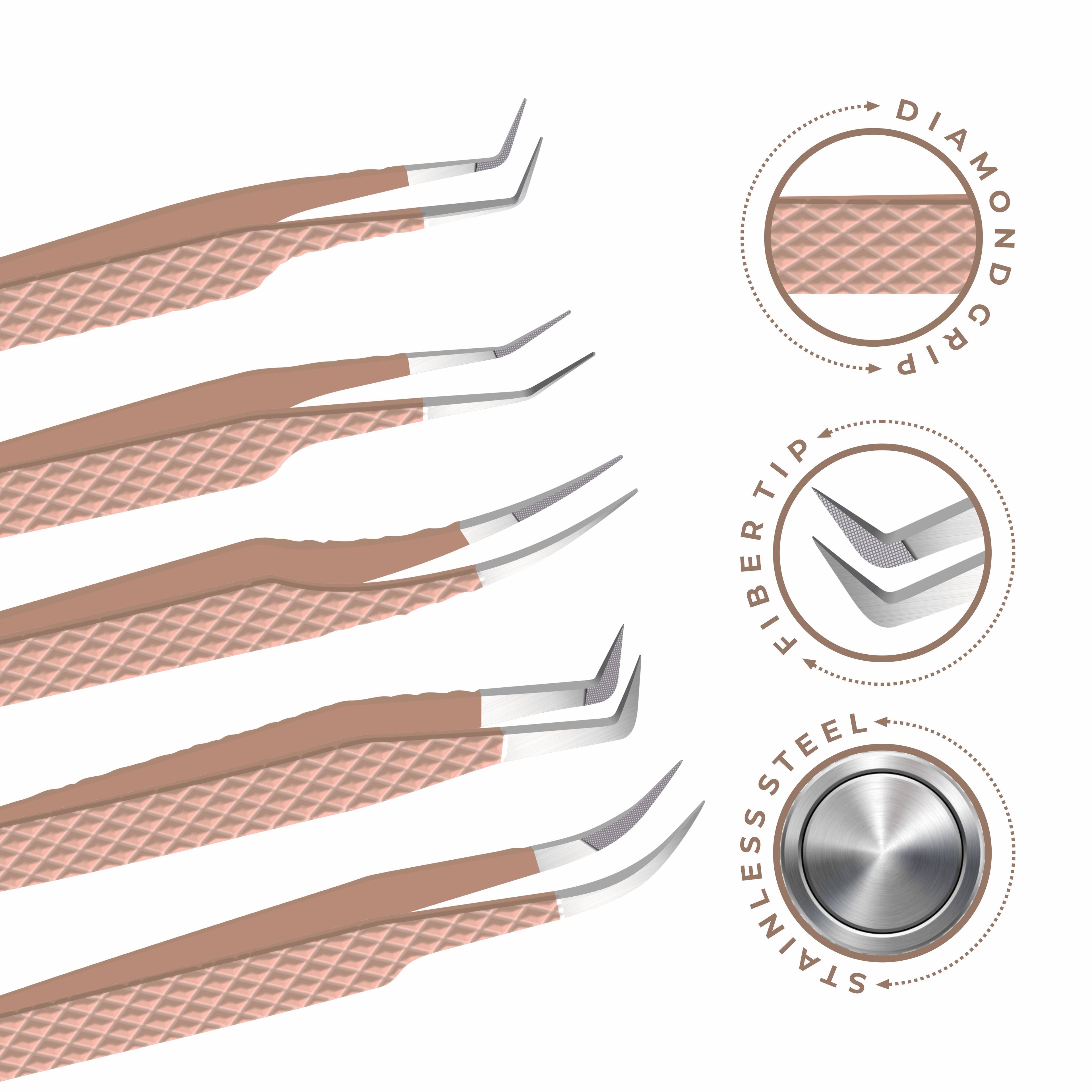 Fiber Tip Lash Tweezers For Eyelash Extension Tweezers Professional - Nude