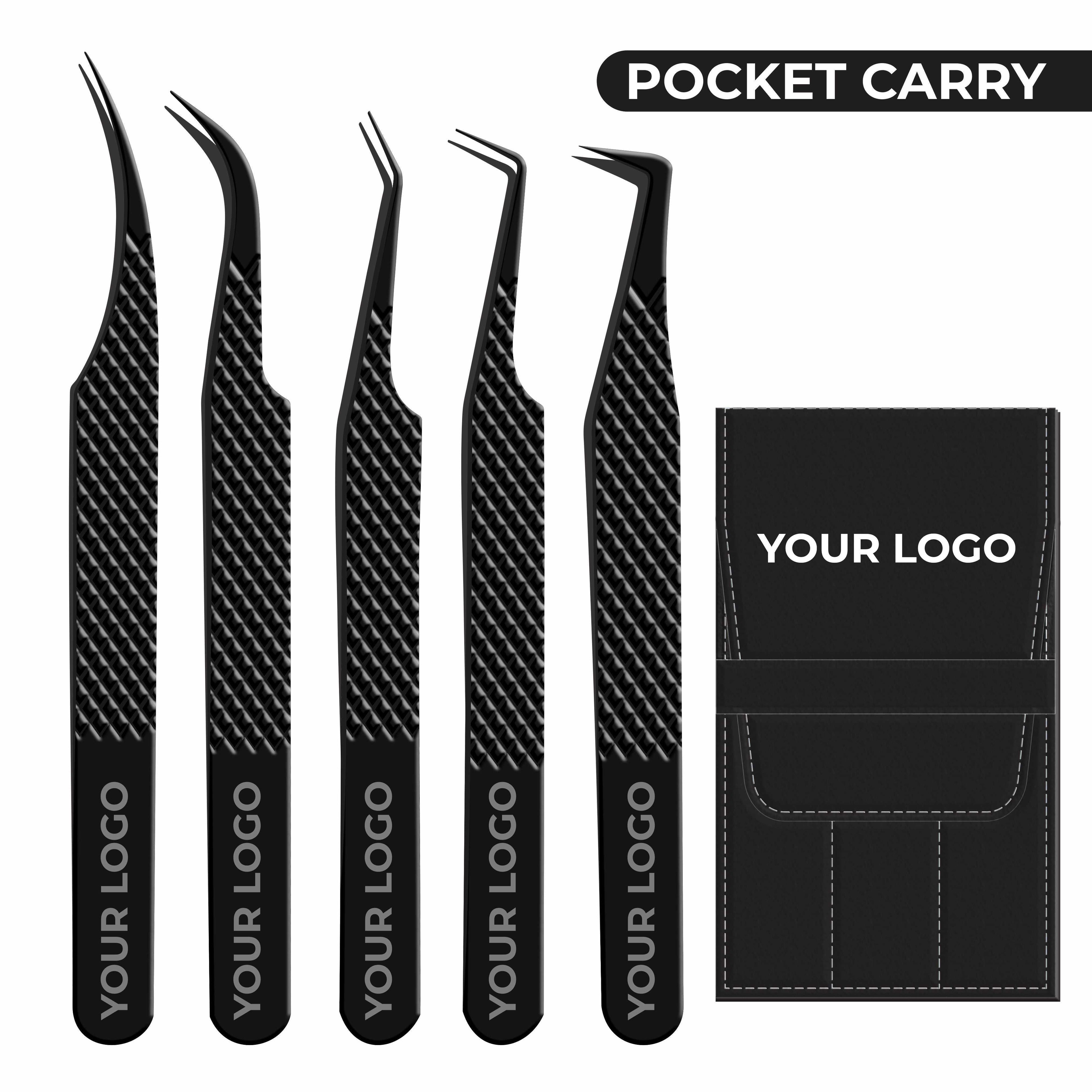 Non Fiber Tip Lash Tweezers For Eyelash Extension Tweezers Professional - Black